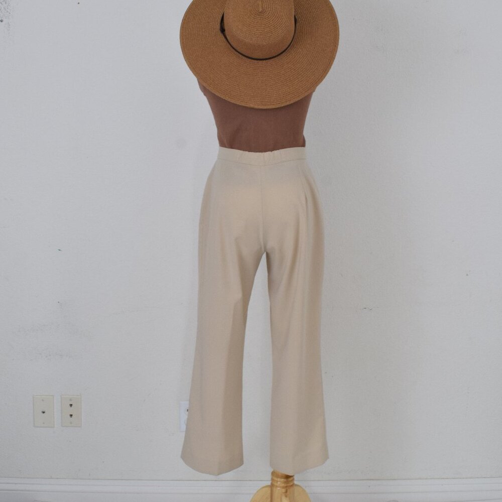 Worrn Vintage 80s‎ Beige Flat Front Stretch Pants | 31 waist - Picture 4 of 10